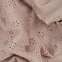Ткань хлопок вышивка "цветы" капучино с розовым оттенком