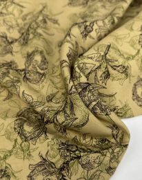 Ткань штапель принт D70 бежевый песочный