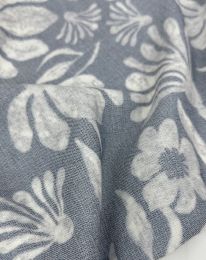 Ткань лен принт "Дорис" д12 дымчатый голубой