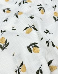 Ткань муслин принт Д37 молочный/айвори