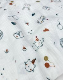 Ткань муслин принт Д3 светлое молоко