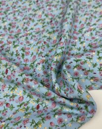 Ткань штапель принт D4 голубой