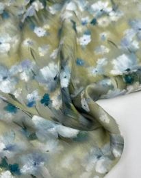 Ткань штапель принт "Адель" d8 бирюзово-зеленый