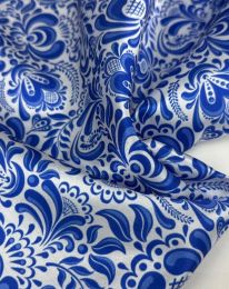 Ткань креп-сатин принт d1 синий