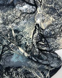 Ткань штапель принт D34 темно-синий