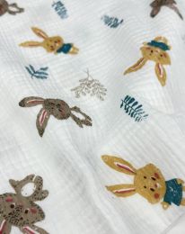 Ткань муслин принт Д9 молочный/айвори