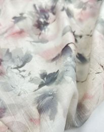 Ткань плательная вискоза "Медея" принт d6 серый с розовым оттенком