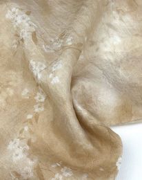 Ткань органза принт д1 бежево-розовый