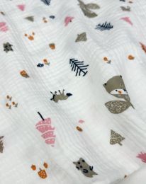 Ткань муслин принт Д11 светлое молоко