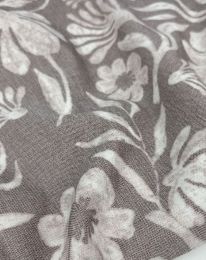 Ткань лен принт "Дорис" д12 капучино с розовым оттенком