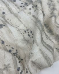 Ткань лен принт "Дорис" д11 серый с зеленцой