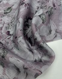Ткань органза  тенсел-шелк принт d2 выбеленный лиловый