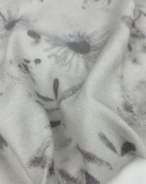 Ткань лен принт "Дорис" д4 серый с синим оттенком