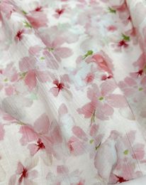 Ткань плательная вискоза "Медея" принт d14 розовый кварц