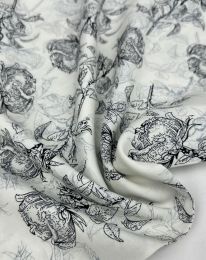 Ткань штапель принт D70 молочный/ivory