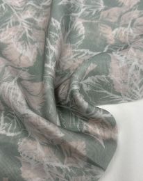 Ткань органза  тенсел-шелк принт d1 мята зеленая