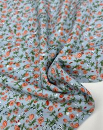 Ткань штапель принт D4 дымчатый голубой