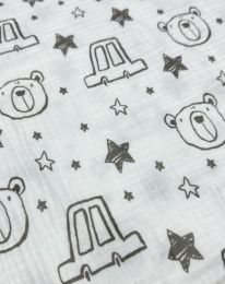 Ткань муслин принт D33 светлое молоко