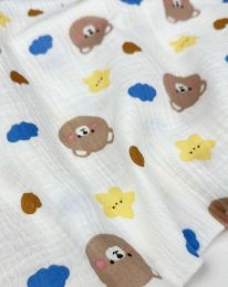 Ткань муслин принт D44 молочный/ivory