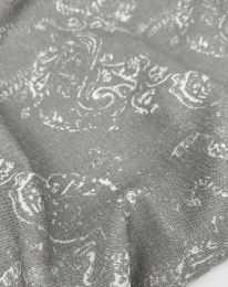 Ткань лен принт "Дорис" д10 серый с зеленцой