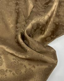 Ткань шелк жаккард "Розы" бронзовый