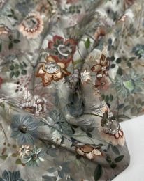 Ткань штапель принт D55 серо-бежевый