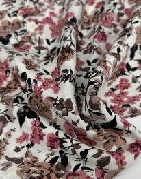 Ткань штапель принт D9 бежево-розовый