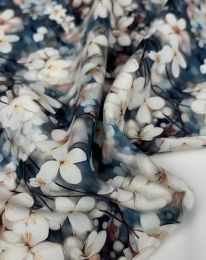 Ткань штапель принт D39 серо-голубой