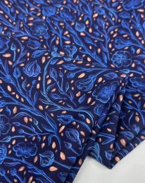 Ткань костюмно-плательная "Барби" принт d6 темно-синий