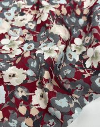 Ткань бохо принт "Вероника" D2 бордовый