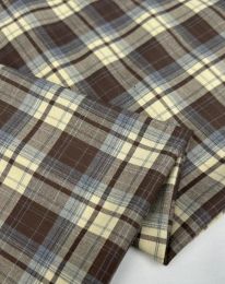 Ткань клетка костюмная "Севиль"  d 8618 кофе с молоком