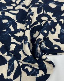 Ткань штапель принт D32 темно-синий