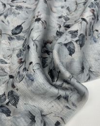 Ткань органза  тенсел-шелк принт d2 серо-голубой