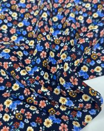 Ткань штапель принт D32 темно-синий