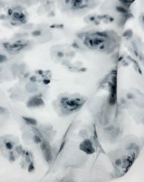 Ткань плательная вискоза "Медея" принт d4 серо-синий