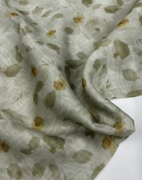 Ткань органза  тенсел-шелк принт d5 выбеленная олива