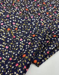 Ткань костюмно-плательная "Барби" принт d5 темно-синий