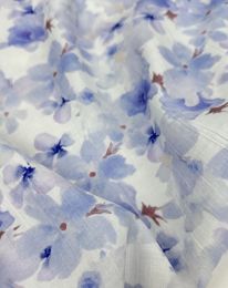 Ткань плательная вискоза "Медея" принт d14 голубой яркий