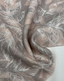 Ткань органза  тенсел-шелк принт d1 бежево-розовый