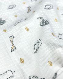 Ткань муслин принт D34 молочный/ivory