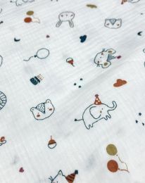 Ткань муслин принт D3 светлое молоко