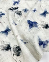 Ткань плательная вискоза "Медея" принт d9 дымчатый синий