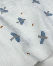 Ткань муслин принт D42 светлое молоко