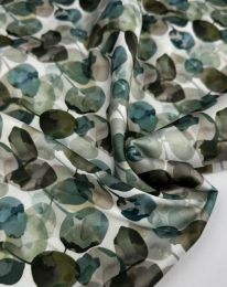 Ткань шелк принт "листья" d9 зеленый