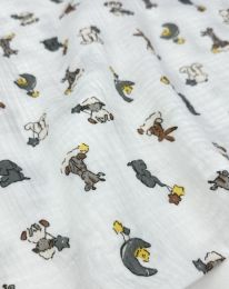 Ткань муслин принт D7 молочный/ivory