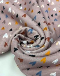 Ткань вельвет принт d7 капучино с розовым оттенком