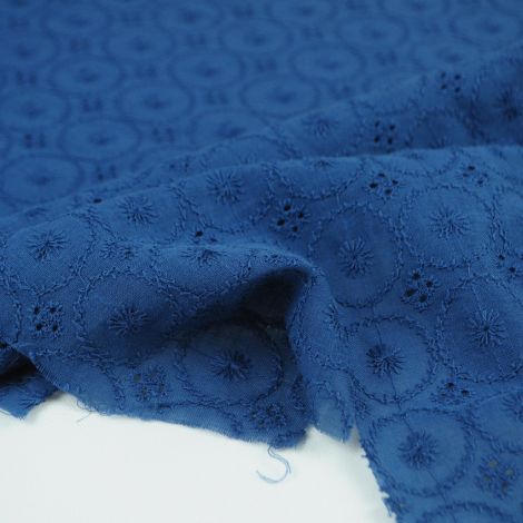 Ткань хлопок вышивка дымчато-синий