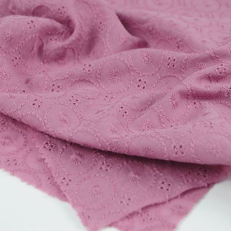 Ткань хлопок вышивка (шитье) грязно-розовый