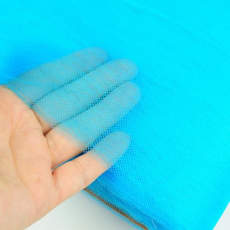 Ткань фатин перламутровый голубой яркий