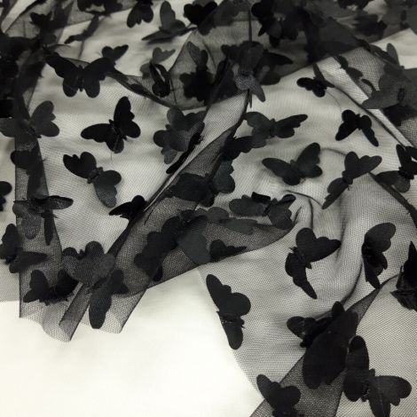 Ткань бабочки на сетке черный